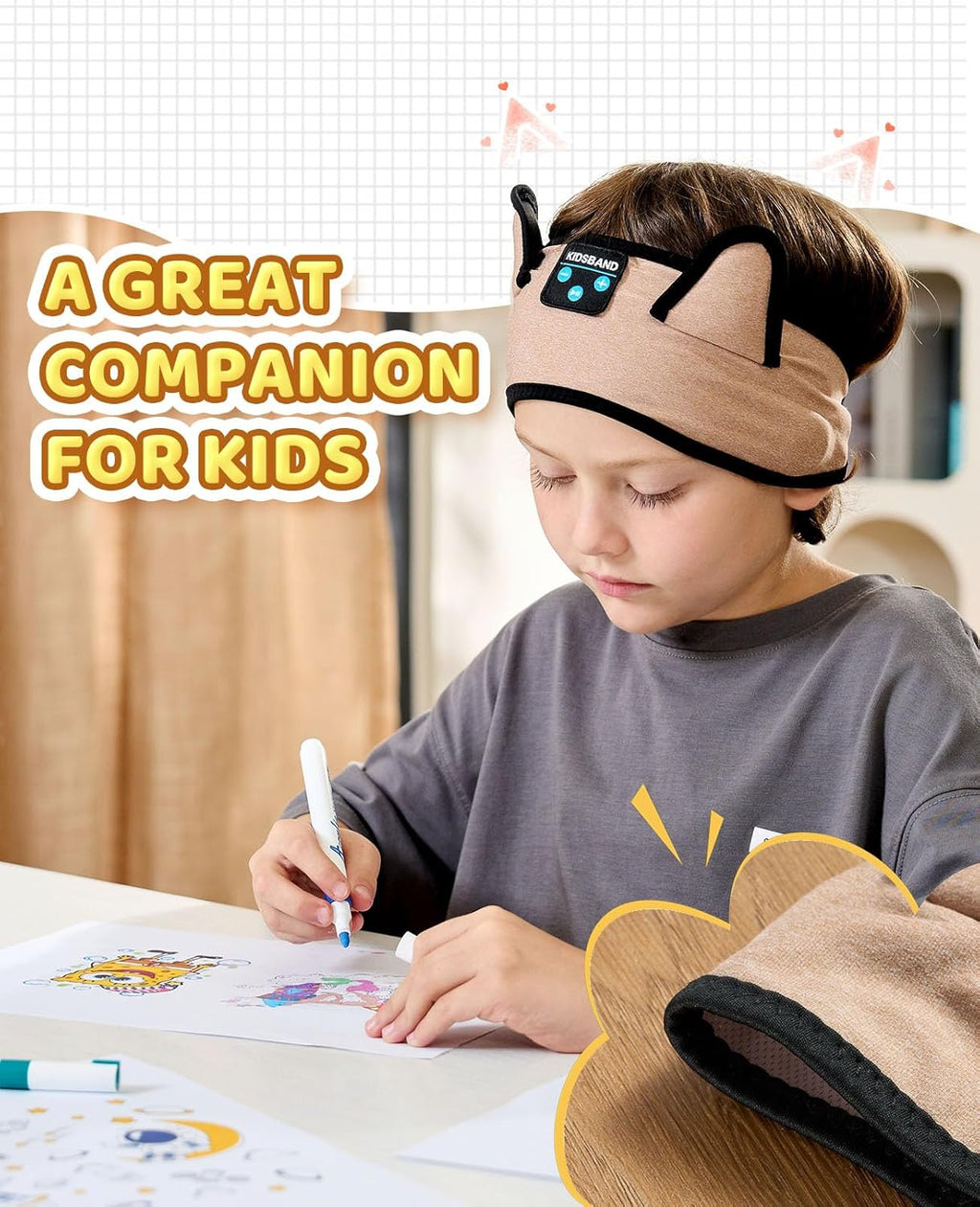 KIDSBAND Kids Headphones, Over On The Ear Toddler/Baby Headband Headphones - Volume Limited with Thin Speakers & Soft Headband No Pressure On Ears, for Learning/Plane/Travel/Tablet/Computer/Sleep