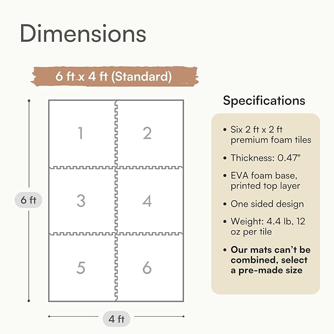 Lillefolk Baby Play Mat for Floor – 4x6ft Gray | Soft Non Toxic Premium EVA Foam Tiles for Tummy Time, Crawling & Playroom – Waterproof Interlocking Floor Mat for Babies & Toddlers (6 Tiles)