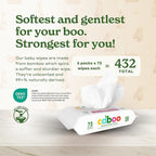 Caboo Baby Wipes, Made with Bamboo Viscose, Certified Made Safe Ingredients, Unscented Baby Wipes Good for Sensitive Skin, 72 Wipes Per Travel Pack, Total of 432 Wet Wipes