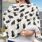 Binienty Cozy Car Seat Covers for Baby Boys Girls,Cartoon Cat Stretchy Infants Carseat Canopies Breathable Soft Infants Stroller Cover Baby Shower Gifts