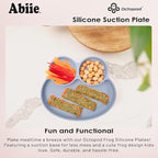 Abiie Octopod Frog Silicone Plates with Suction - Spill Proof, Easy to Clean - BPA-Free Bowl - Suction Plates for Baby and Toddler - Training & Feeding Divided Grip Dish (Pink Lavender)