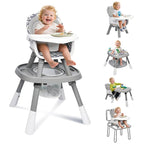 15 in 1 Convertiable High Chair for Babies and Toddlers, 2 in 1 Highchair & Activity Center w/Toys, Booster Seat, Toddler Chair w/5-Point Harness & Removable Tray & 2-Layer Cusion (Grey)