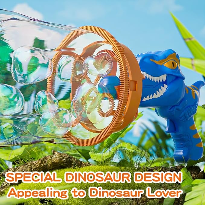 Bubble Machine Gun, Dinosaur Bubble Blower Bubbles Toy for Kids and Toddlers Bubble Maker Christmas Birthday Party Gift for Boys Girls 3 4 5 6 7 8 9(Blue)