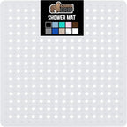 GORILLA GRIP Patented Square Shower Stall Mat, Small Bathtub Floor Mats for Stand Up Showers with Suction Cups and Drainage Holes, Machine Wash, Soft on Feet, Bathroom Accessories 21x21 Inch, White