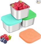 Stainless Steel Snack Containers for Kids,7.2oz Easy Open Leak Proof Reusable Snack Box Container with Lids,Small Lunch Containers for Meal Prep,School,Picnic and Travel-3Pack