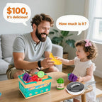 80Pcs Kitchen Playset, Toddler Pretend Cooking with Pots, Pans, Cookware, Food, Picnic Blanket, Fruits, Veges, Shopping Storage Basket, Dessert , Learning Gift for Girls Boys (White)