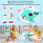 Baby Toys 6-12 Months - Soft Ocean Adventure Toy with Rattle, Crinkle Paper, Squeaker, Mirror - Baby Sensory Toys for 6+ Month Old Developmental, Montessori Toys for 1 Year Old Boy Girl Gifts