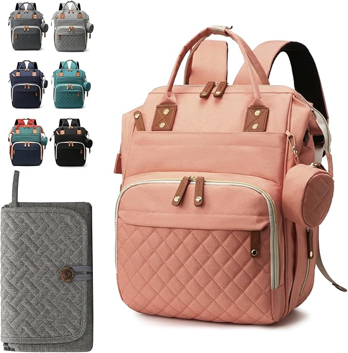 Diaper Bag Backpack for Girls Boys: Pink Toddler Diaper Bag with Changing Pad Baby Backpack Diaper Bag for Mon Newborn Mochila Pañaleras para Bebe Niña Niño Baby Registry Search Essentials Must Haves