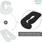 MOON PARK Pregnancy Pillows for Sleeping - U Shaped Full Body Maternity Pillow with Removable Cover - Support for Back, Legs, Belly, HIPS - 57 Inch Pregnancy Pillow for Women - Black