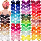 CÉLLOT 40 Pieces 6 Inch Hair Bows for Girls Clips Grosgrain Ribbon Boutique Hair Bow Alligator Clips For Girls Teens Toddlers Kids