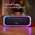 DOSS SoundBox Pro Bluetooth Speaker with 20W Stereo Sound, Active Extra Bass, IPX6 Waterproof, TWS Pairing, Multi-Colors Lights, 20H Playtime, Portable for Beach, Outdoor-Grey