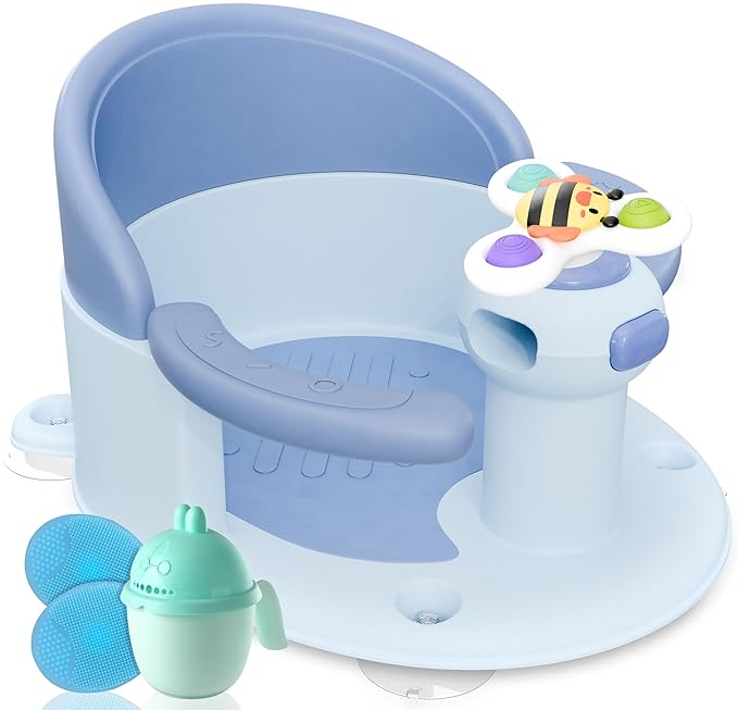 Baby Bath Seat for 6 Months & Up - Safe Infant & Toddler Bathtub Seat for Sitting Up - Baby Bath Tub Seat for Shower (Blue)