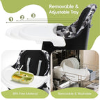 15 in 1 Convertiable High Chair for Babies and Toddlers, 2 in 1 Highchair & Activity Center w/Toys, Booster Seat, Toddler Chair w/5-Point Harness & Removable Tray & 2-Layer Cusion (Black)