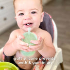 Olababy Silicone Training Cup with Straw Lid | Babies Water Drinking Cup | 6+ Mo Infant To 12-18 Months Toddler | Sippy Cup For Kids & Smoothie Cup | Baby Led Weaning (Kiwi, 5 oz)