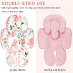 2 in 1 Infant Car Seat Insert, Adjustable Car Seat Head Support Baby Girls Boys, Soft Newborn Carseat Insert Cushion, Perfect for Carseats, Strollers, Swings (Pink Flower)