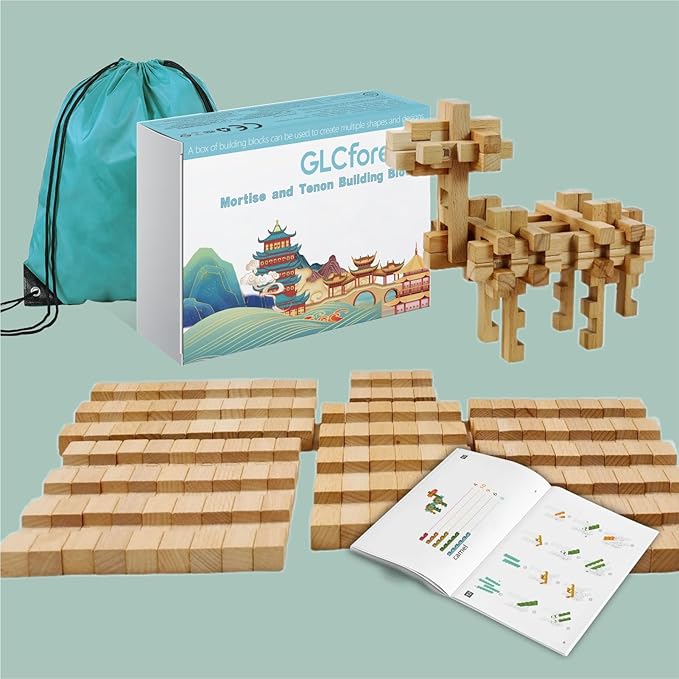 Toy Camel STEM Wooden Building Blocks -Chinese Mortise and Tenon Assembled into Various Shapes,Educational Toy Gifts for Kid and Classroom,Montessori STEM Toys for Ages 5+ and Teens-37 Pcs