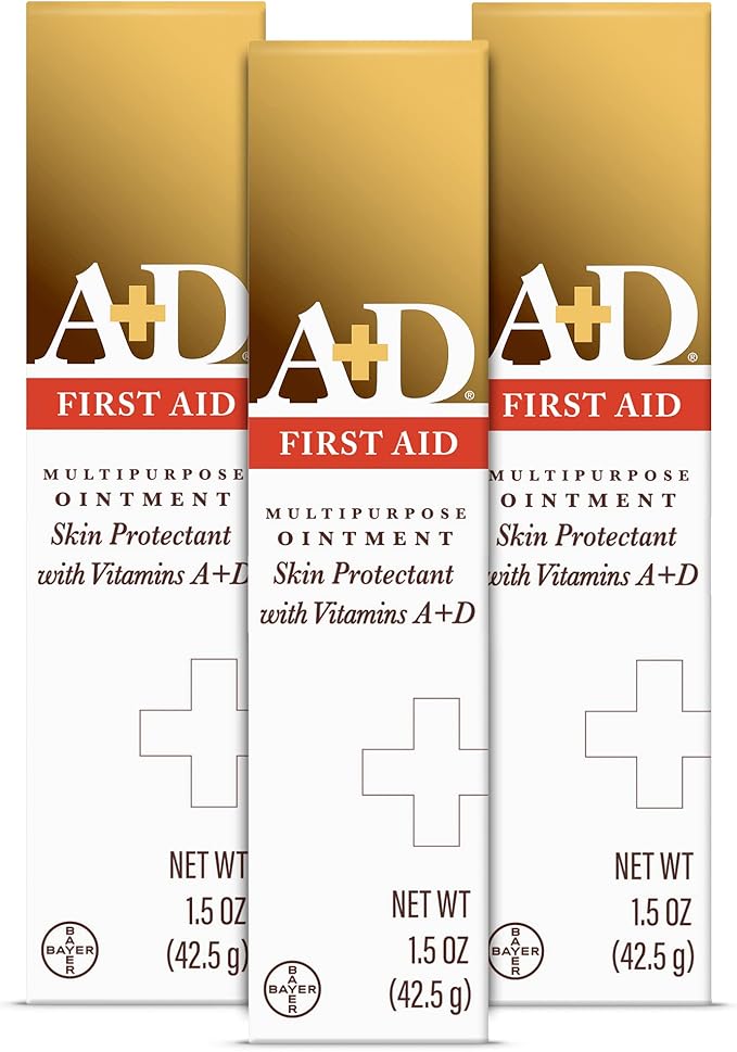 A+D First Aid Ointment, Multipurpose Dry Skin Moisturizer and Skin Protectant, 1.5 Oz (Pack of 3)