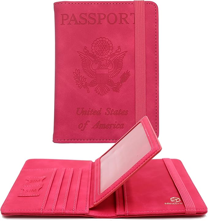 Melsbrinna Rfid Passport Holder for Travel women/Men, Cute Passport Wallet Rfid Blocking Card Slots, Rfid Passport Cover/CaseTravel Wallet, Passport Book Holder (1, Red5)