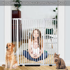 55.1 Inch Tall Baby Gate Auto Close Dog Gate Adjustable 29.92"- 48.03" Wide Pressure Mounted Walk Through Swing Pet Gate for Doorways (White, 29.92"- 48.03")