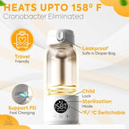 Portable Bottle Warmer for Travel – 17oz Large Capacity, Dual Heating Modes for Breast Milk & Water, Fast Heating, Long Battery Life – Smart Baby Bottle Warmer for Outdoor & New Mom Gift