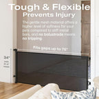 Cumbor 76" Extra Wide Retractable Gates for Stairs, Mesh Dog Gate for The House, 34" Tall Extra Wide Pet Gate for Dogs, Long Safety Gates for Doorways, Hallways, Indoor/Outdoor(Black)