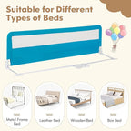 Costzon Bed Rail for Toddlers, 2 PCS Extra Long Swing Down Safety Bed Guards w/Straps for Convertible Crib, Kids Twin, Double, Full Size, Queen & King Bed, Folding Bed Rails for Baby (71-Inch, Blue)