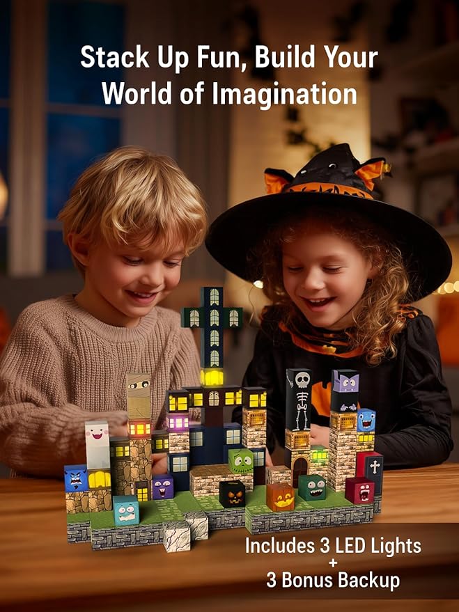 137PCS Magnetic Blocks - Magnetic Building Blocks,World Magnetic Lights Tiles Kids Build Cubes ,STEM Toys for 3-5 4-8 5-7 Year Old Boys and Girls,Sensory Creative Activities Christmas Birthday Gift