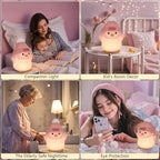 Penguin Night Light, Cute Pink Penguin Lamp with Knit Hat, Soft Silicone Nursery Nightlight for Baby, Rechargeable/Dimmable/Timer,LED Squishy Novelty Animal Bedside Lamp,Funny Gifts for Kids
