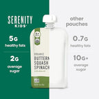 Serenity Kids 6+ Months Veggie Puree Baby Food Pouches - Butternut Squash & Spinach - USDA Organic No Added Sugar Allergen Free BPA-Free - Healthy Toddler Food - 3.5 Oz, 12 Pack