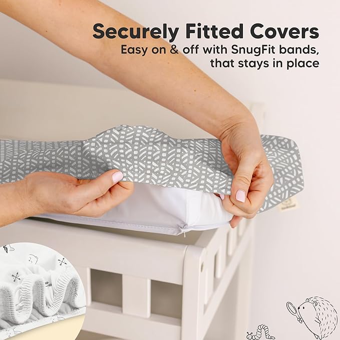 2-Pack Organic Changing Pad Covers for Girl, Boy, Neutral - 100% Cotton Changing Table Pad Cover, Soft Baby Nursery Diaper Changing Pad Sheets, Contour Changing Pads Liners, Change Pad Cover (Nordic)