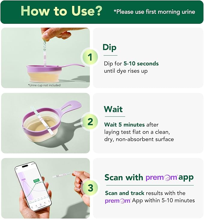 Easy@Home PdG Test Strips: 5 Pack - Track Ovulation Insights with Progesterone Urine Tests – at Home Fertility Test for Women with Premom Ovulation App - PdG (Pregnanediol Glucuronide) Tests