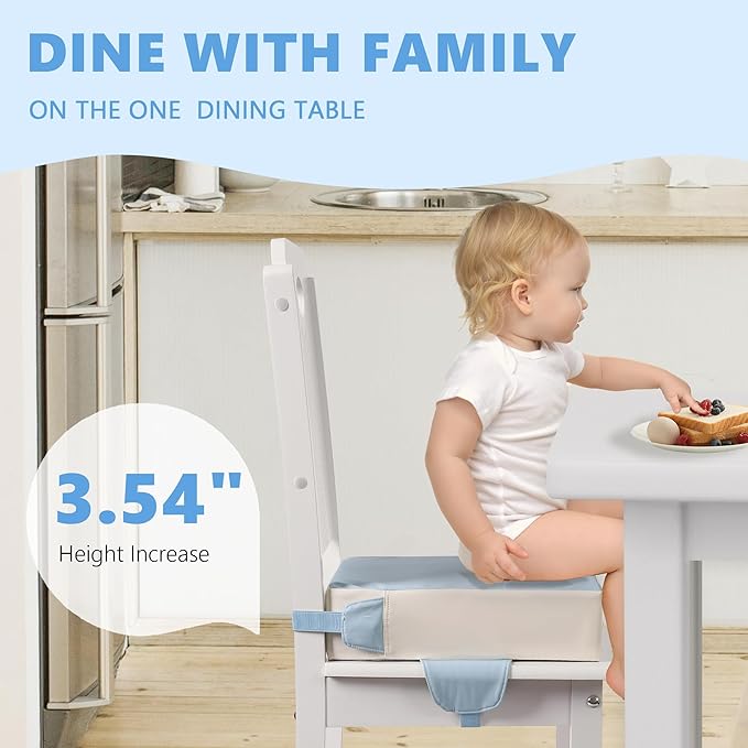 Booster Seat for Kitchen Chair with Adjustable Straps, Toddler Booster Seats for Dining Table Portable for Travel Camping Eating, Booster Cushion for Table for Baby Child Infant Kid Boy Girl