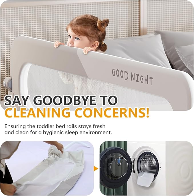 Foldable Toddler Bed Rails - Kids Guard Bumper for Crib Safe Bed Side Rail for Twin Queen King Full Size Beds（48inch）