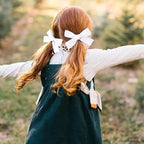 DEEKA 4 PCS White Cotton Linen Hair Bows 3 Styles 5" & 4" Handmade Hair Bow set for Toddler Girls Alligator Hair Clips Knot Bows Hair Accessories for Little School Girls (White)