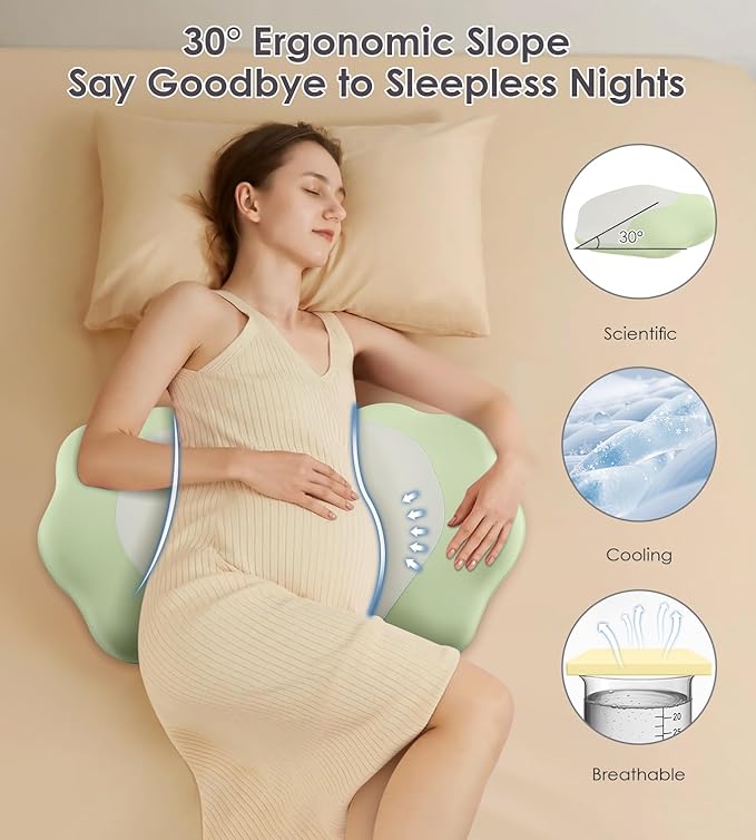 Pregnancy Pillows for Sleeping, Memory Foam Maternity Pillow Support for Back Belly HIPS, Adjustable Travel Wedge Pillow for Pregnant Women, Side Sleeping Pregnant Pillows with Cooling Pillowcase