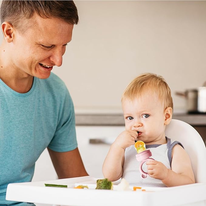 Silicone Baby Food Freezer Tray with Teething Popsicle Molds - Baby Fruit Feeder and Breastmilk Teether Combo