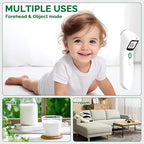 No-Touch Forehead Thermometer for Adults Kids Baby with Fever Alarm, Large Digital LCD Display, Multi-Mode Object Temperature 1s Instant Reading (Batteries Included)