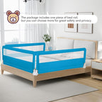 BABY JOY Bed Rails for Toddlers, 59'' Extra Long, Swing Down Bed Guard w/Safety Straps, Folding Baby Bedrail for Kids Twin, Double, Full Size Queen & King Mattress (Blue, 59-Inch)
