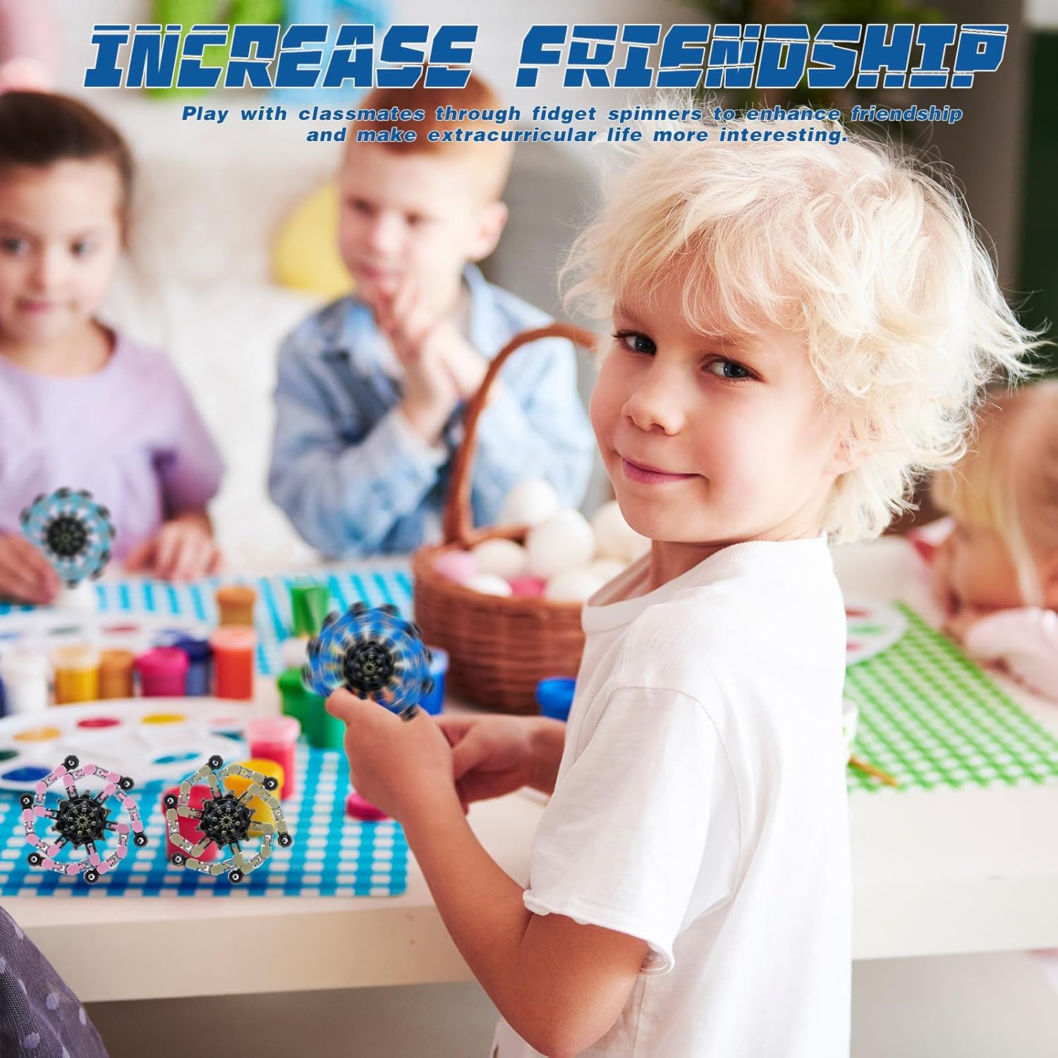 72 Pcs Transformable Fidget Spinners Bulk Robot Sensory Fidget Toys Stress Relief Spinner DIY Deformation Mechanical Gyro Toys Easter Party Favors for ADHD Autism Kids Adults