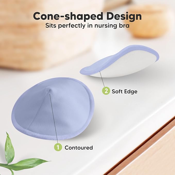 Organic Nursing Pads - 14 Washable Viscose Derived from Bamboo Breastfeeding Pads, Wash Bag, Reusable Breast Pads for Breastfeeding, Nipple Pads for Breastfeeding Essentials (Sweetheart, L 4.8")