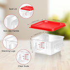 6 pcs 2qt Food Storage Containers with Lid, Square Clear Commercial Food Storage Containers with Handle and Scale for Food Storage in Home Kitchen & Dining (Red)