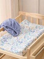 TILLYOU Muslin Changing Pad Cover for Baby Girls Boys, Soft and Breathable Cotton Diaper Changing Table Cover, 2 Pack(Blue Flower)