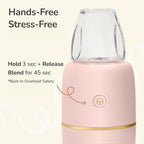 Bubble Blender, Baby Food Maker & Puree Blender with 2 Borosilicate Glass Cups, Compact Baby Bullet for Smoothies, Hands-Free One-Touch, 200W Motor, Rose