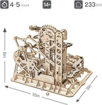 ROKR 3D Wooden Puzzles Marble Run Set - Mechanical Model Kit for Adults DIY Roller Coaster Toys Gifts for Boys/Girls (Marble Fortress)