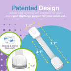 Adjustable & Reusable Child Safety Cabinet Locks & Latches, Baby Proofing Door Window, Cabinet, Toilet, & Refrigerator Lock, Child Safety Strap Locks with Adhesive Pads, Pack of 6, White - Wonderkid