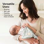 Organic Burp Cloths Baby Boy, Girl - 6-Pack Large Cotton Burping Cloths for Babies, Spit Up Rags, Super Absorbent, Ultra Soft Newborn Rag, Gender Neutral, Machine Washable, Durable (Fleur)