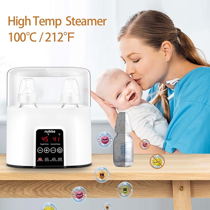 Double Baby Bottle Warmer 24H Constant Mode for All Bottles, Breastmilk Baby Milk Heater, Heating Baby Food, Formula Water Warmer for Twins, Accurate Temperature Control