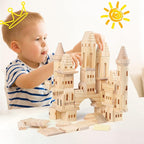 75 Pieces Wooden Castle Blocks Medieval Knights Princesses Wooden Castle Building Blocks Kit for Kids Boys and Girls