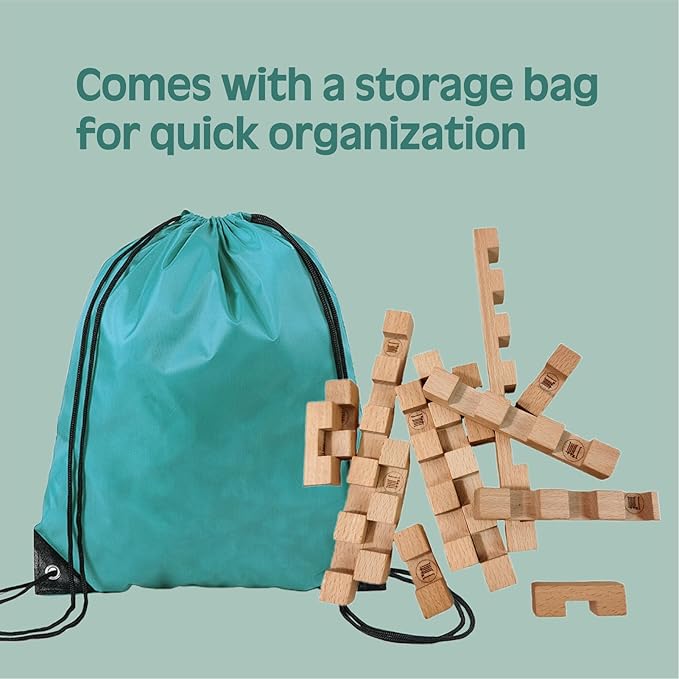 STEM Wooden Building Blocks -Mortise and Tenon Assembled into 15+ Shapes, Educational Toys Gift for Kids and Classroom,DIY Building Toys for Ages 5+ and Adults (20 in 1 Premium Version)