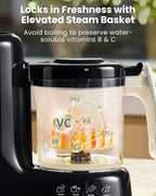 GROWNSY Baby Food Maker with Steam Basket, One Step Baby Food Processor Steamer Puree Blender Grinder Mills Machine, Auto Cooking Grinding and Sterili-zing for Healthy Homemade Baby Food, Blcak